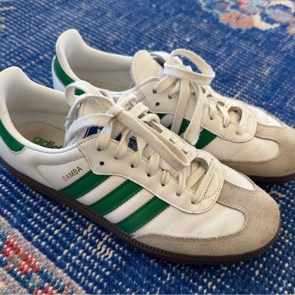 Adidas Sambas, green and white, Wmns 10